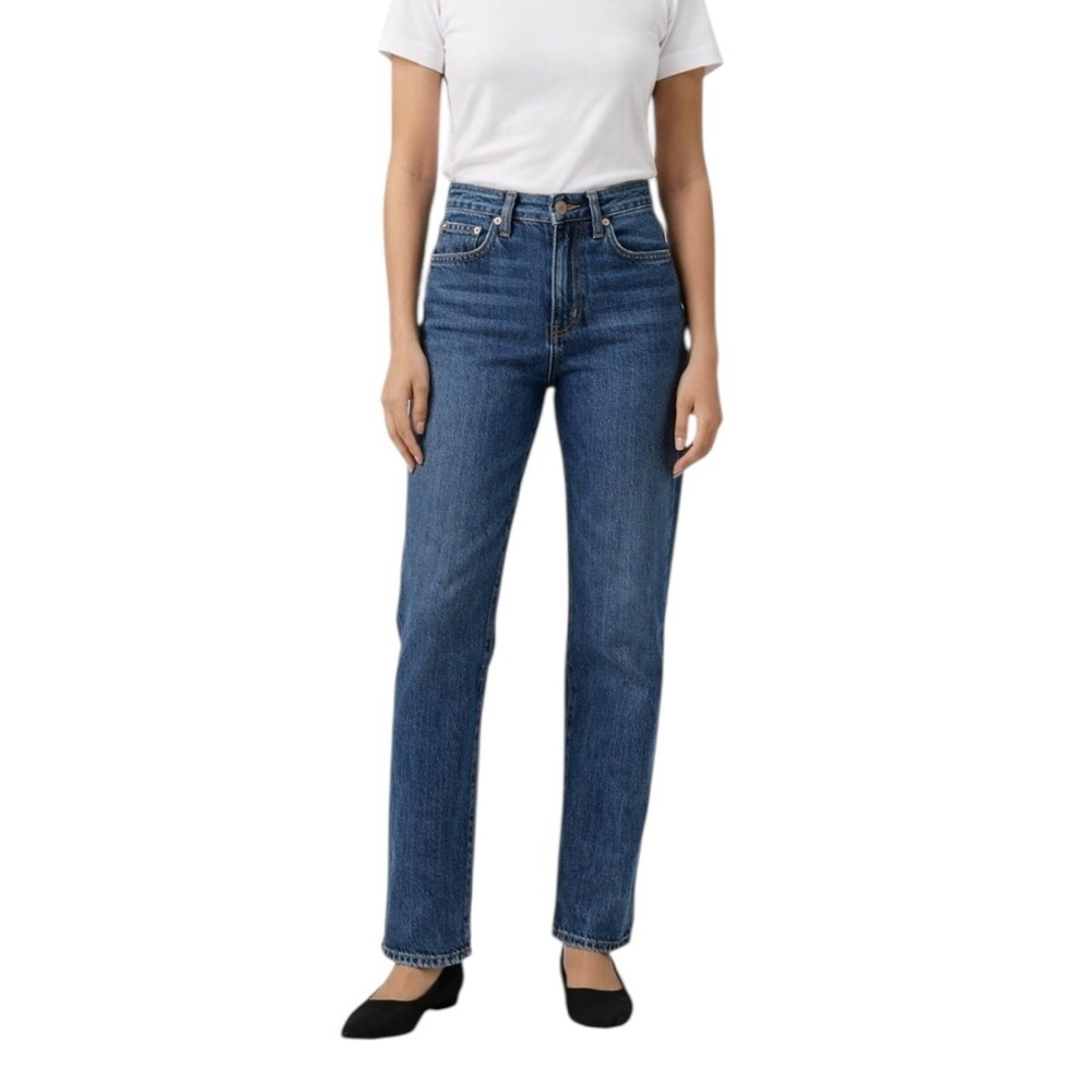ME+EM - High-Rise Straight Leg Jeans Medium Wash Sz 25